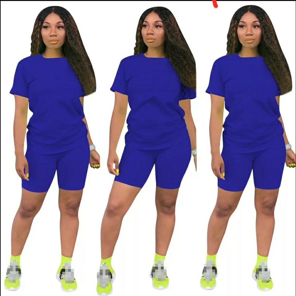 2 pc summer shorts and shirt sets solid colors